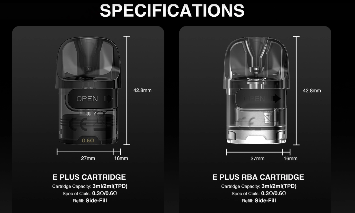 Lost Vape E-Plus Cartridge VS E PLUS RBA CARTRIDGE